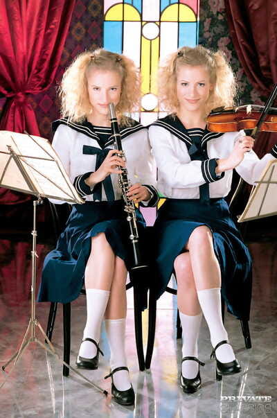 Twin teens Judit and Zsuzsa..